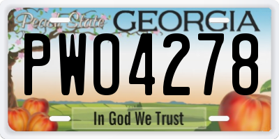 GA license plate PWO4278