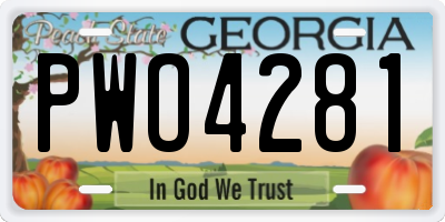 GA license plate PWO4281