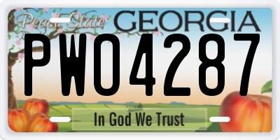 GA license plate PWO4287
