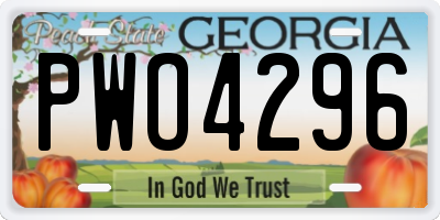 GA license plate PWO4296