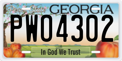 GA license plate PWO4302