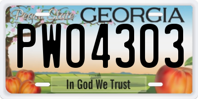 GA license plate PWO4303