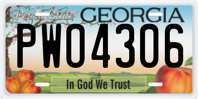 GA license plate PWO4306