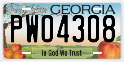 GA license plate PWO4308