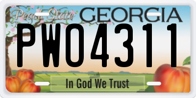 GA license plate PWO4311