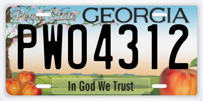 GA license plate PWO4312