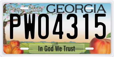 GA license plate PWO4315
