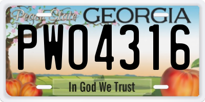 GA license plate PWO4316