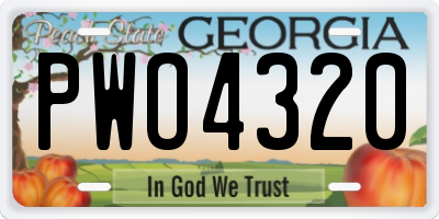 GA license plate PWO4320