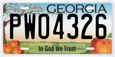 GA license plate PWO4326