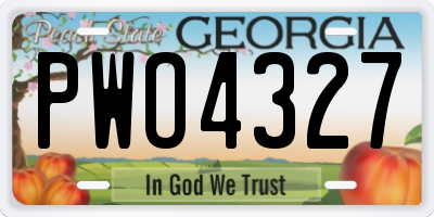 GA license plate PWO4327