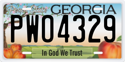 GA license plate PWO4329