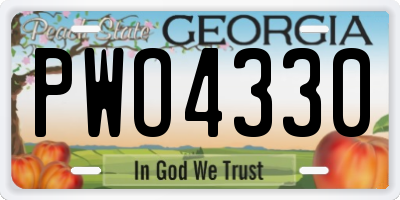 GA license plate PWO4330