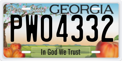 GA license plate PWO4332
