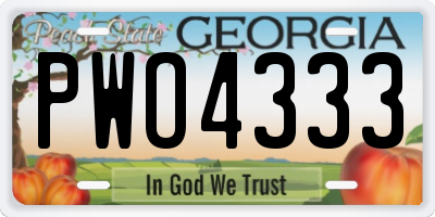 GA license plate PWO4333