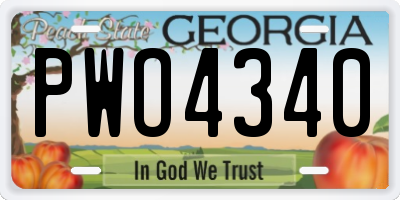 GA license plate PWO4340