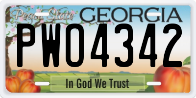 GA license plate PWO4342