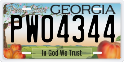 GA license plate PWO4344