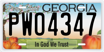 GA license plate PWO4347