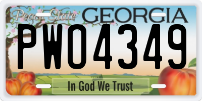 GA license plate PWO4349