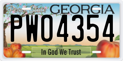 GA license plate PWO4354