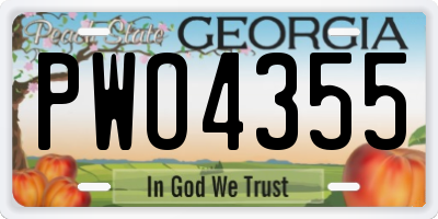 GA license plate PWO4355