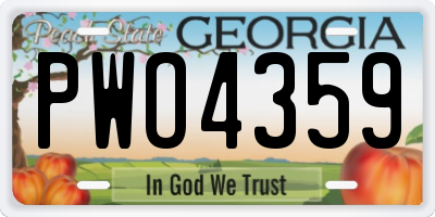 GA license plate PWO4359