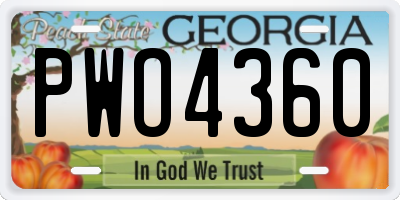 GA license plate PWO4360