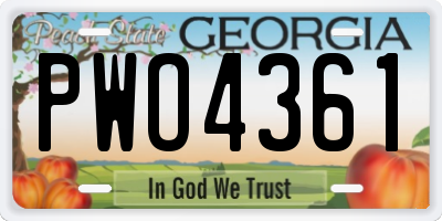 GA license plate PWO4361