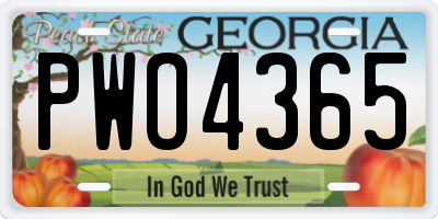 GA license plate PWO4365