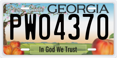 GA license plate PWO4370