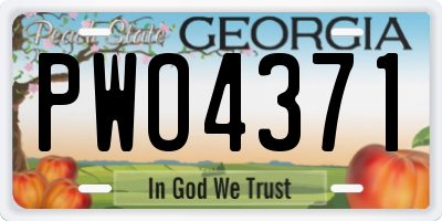 GA license plate PWO4371