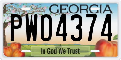 GA license plate PWO4374