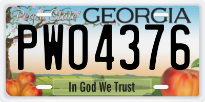 GA license plate PWO4376