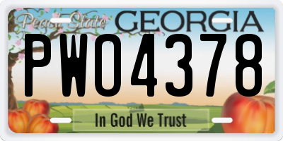 GA license plate PWO4378