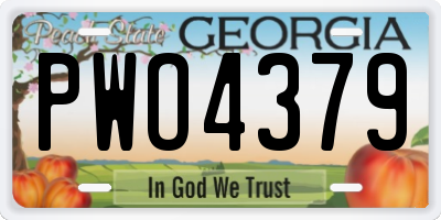 GA license plate PWO4379
