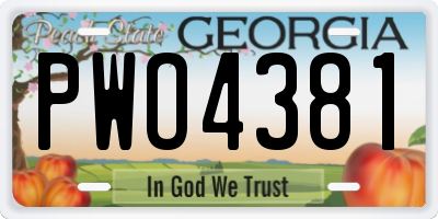 GA license plate PWO4381