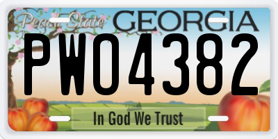 GA license plate PWO4382