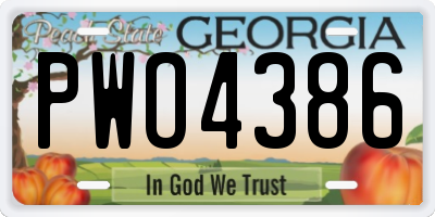 GA license plate PWO4386