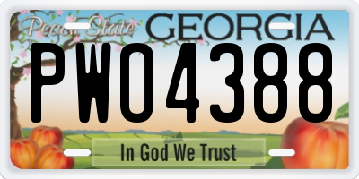 GA license plate PWO4388