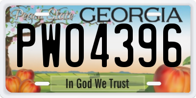 GA license plate PWO4396