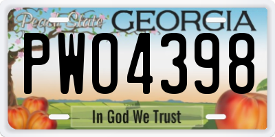 GA license plate PWO4398