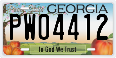 GA license plate PWO4412