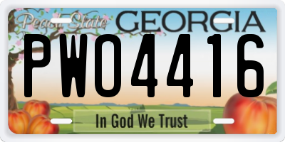 GA license plate PWO4416
