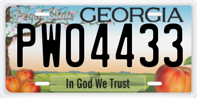 GA license plate PWO4433