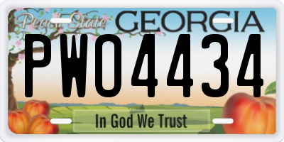 GA license plate PWO4434