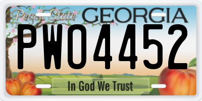 GA license plate PWO4452