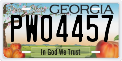 GA license plate PWO4457