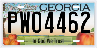 GA license plate PWO4462