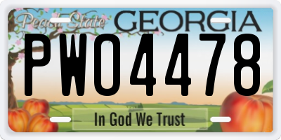 GA license plate PWO4478